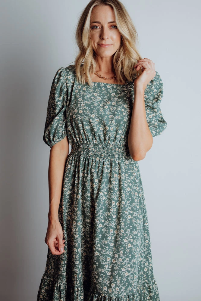 HAY Berkley Midi Dress | Sage Floral Dresses 2 HAY Berkley Midi Dress | Sage Floral Dresses