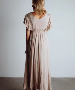 BB Custom Jennifer Deep V Maxi Dress | Sand