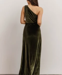 BB Custom Tatiana Velvet One Shoulder Maxi Dress | Olive Dresses 16 BB Custom Tatiana Velvet One Shoulder Maxi Dress | Olive Dresses