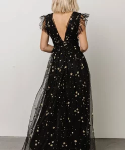 Soi Dresses Nova Shimmer Maxi Dress | Black + Gold