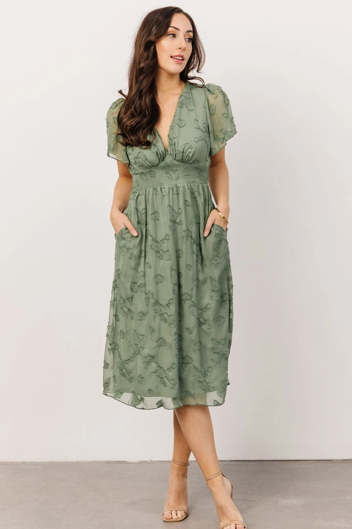 RR June Smocked Midi Dress | Green Dresses 1 RR June Smocked Midi Dress | Green Dresses