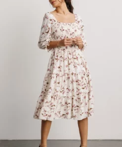 BB Custom Dresses Marta Smocked Midi Dress | Berry Floral