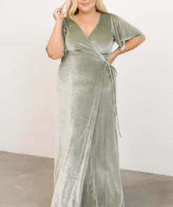BB Custom Meghan Velvet Wrap Maxi Dress | Sage Dresses