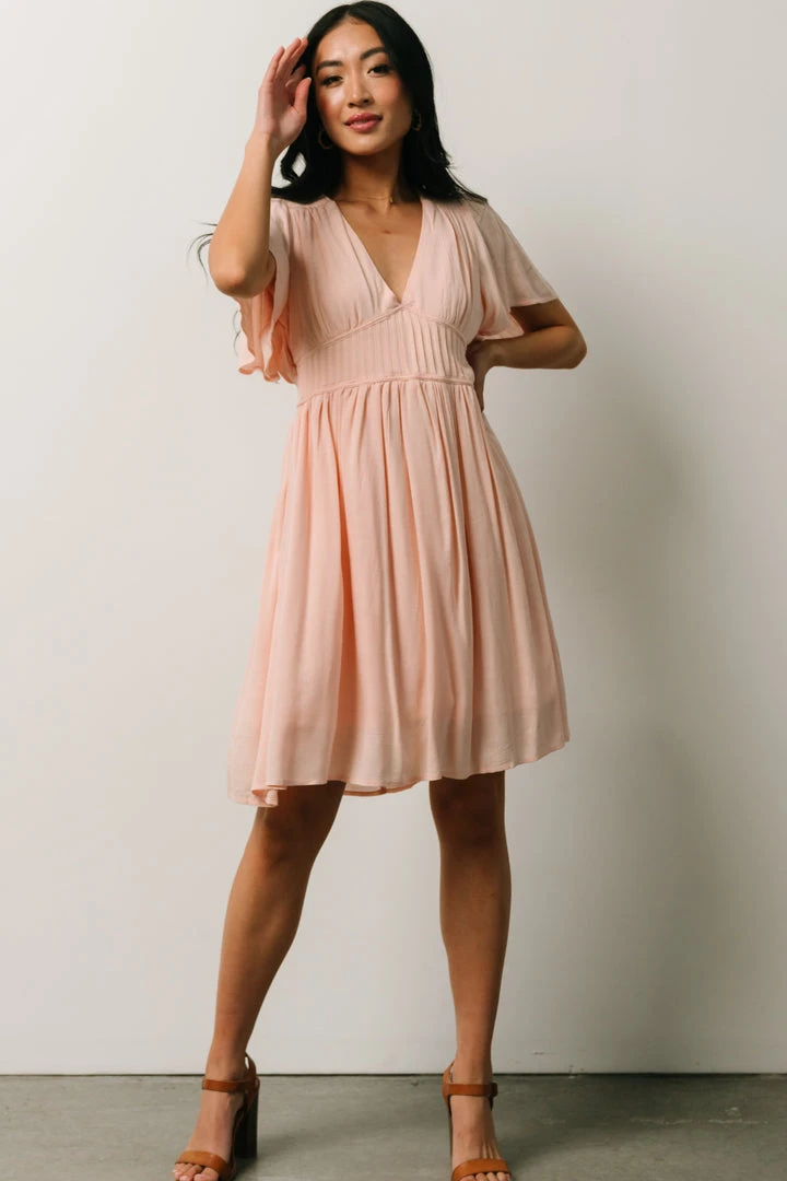 IL Fiona Pintuck Pleat Mini Dress | Peach Dresses 8 IL Fiona Pintuck Pleat Mini Dress | Peach Dresses