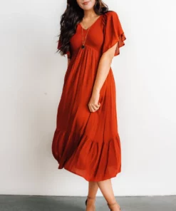 IL Dresses Felicity Smocked Dress | Rust