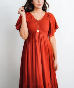 IL Dresses Felicity Smocked Dress | Rust