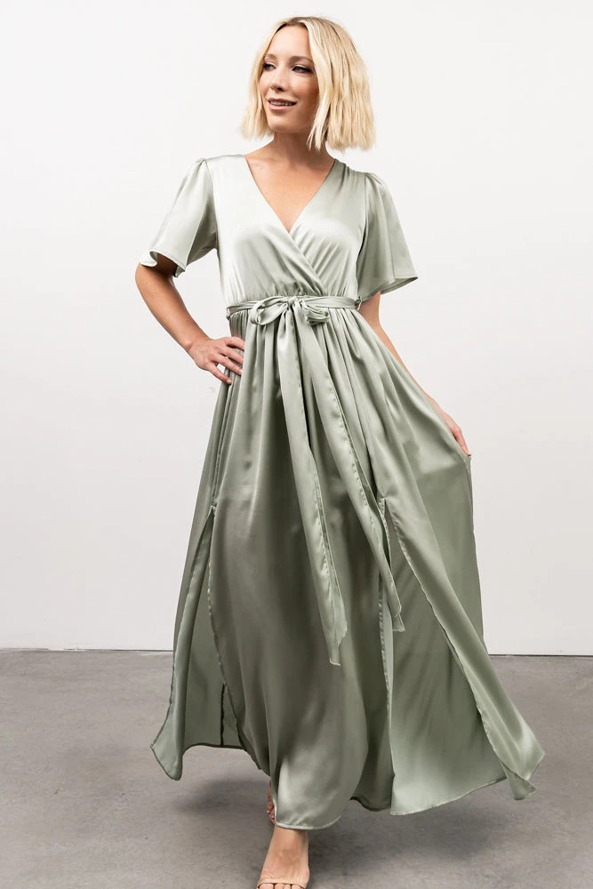 BB Custom Sicily Satin Maxi Dress | Sage 8 BB Custom Sicily Satin Maxi Dress | Sage