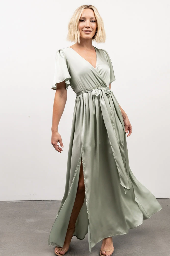 BB Custom Sicily Satin Maxi Dress | Sage 7 BB Custom Sicily Satin Maxi Dress | Sage
