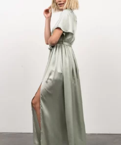 BB Custom Sicily Satin Maxi Dress | Sage 13 BB Custom Sicily Satin Maxi Dress | Sage