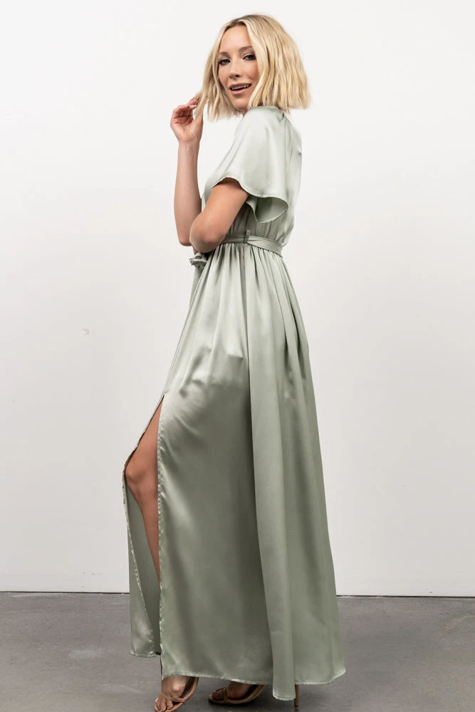 BB Custom Sicily Satin Maxi Dress | Sage 5 BB Custom Sicily Satin Maxi Dress | Sage
