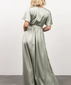 BB Custom Sicily Satin Maxi Dress | Sage 14 BB Custom Sicily Satin Maxi Dress | Sage