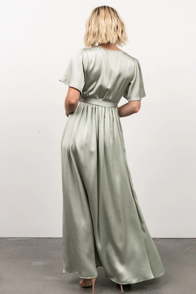 BB Custom Sicily Satin Maxi Dress | Sage 6 BB Custom Sicily Satin Maxi Dress | Sage