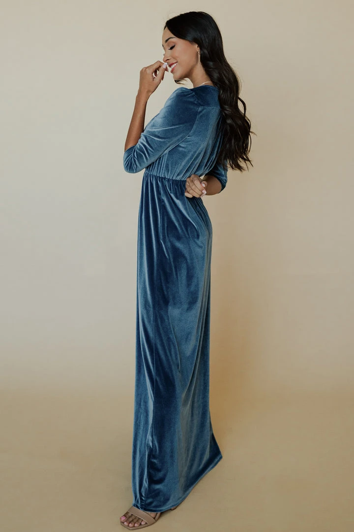 BB Custom Sofia Velvet Maxi Dress | Blue Dresses 9 BB Custom Sofia Velvet Maxi Dress | Blue Dresses