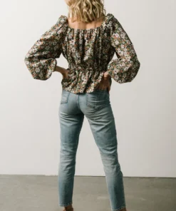 HAY Eileen Long Sleeve Peasant Top | Multi Floral
