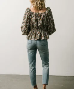 HAY Eileen Long Sleeve Peasant Top | Multi Floral