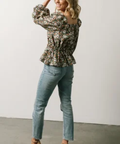 HAY Eileen Long Sleeve Peasant Top | Multi Floral