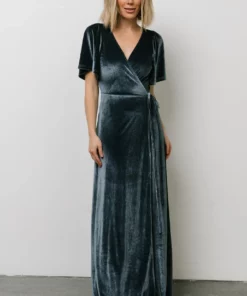 BB Custom Meghan Velvet Wrap Maxi Dress | Deep Blue 16 BB Custom Meghan Velvet Wrap Maxi Dress | Deep Blue