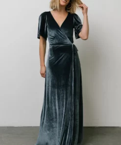 BB Custom Meghan Velvet Wrap Maxi Dress | Deep Blue