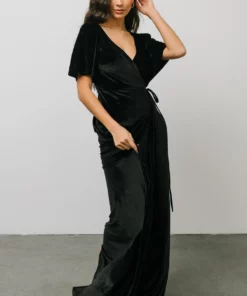 BB Custom Meghan Velvet Wrap Maxi Dress | Black Dresses 16 BB Custom Meghan Velvet Wrap Maxi Dress | Black Dresses