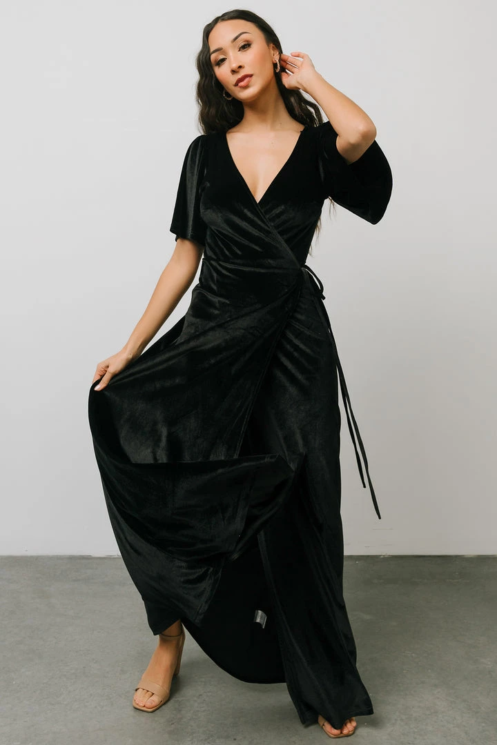BB Custom Meghan Velvet Wrap Maxi Dress | Black Dresses 4 BB Custom Meghan Velvet Wrap Maxi Dress | Black Dresses