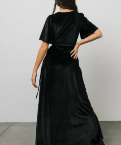 BB Custom Meghan Velvet Wrap Maxi Dress | Black Dresses 14 BB Custom Meghan Velvet Wrap Maxi Dress | Black Dresses