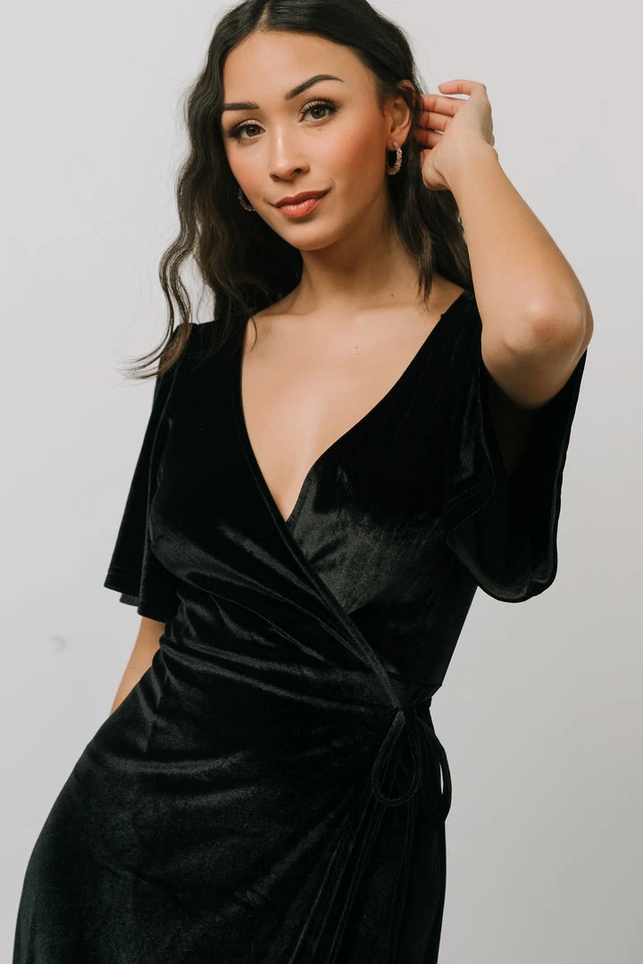 BB Custom Meghan Velvet Wrap Maxi Dress | Black Dresses 3 BB Custom Meghan Velvet Wrap Maxi Dress | Black Dresses