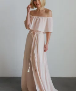 BB Custom Victoria Off Shoulder Maxi Dress | Blush