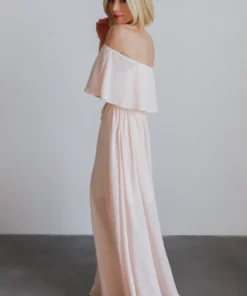 BB Custom Victoria Off Shoulder Maxi Dress | Blush
