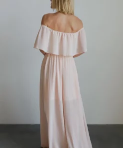 BB Custom Victoria Off Shoulder Maxi Dress | Blush