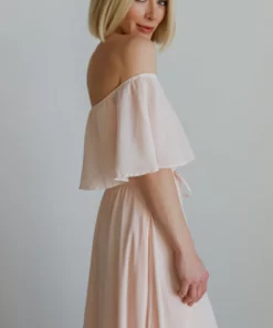 BB Custom Victoria Off Shoulder Maxi Dress | Blush