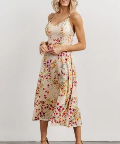 Dresses Agnes Slip Midi Dress | Cream + Multi Floral 13 Dresses Agnes Slip Midi Dress | Cream + Multi Floral