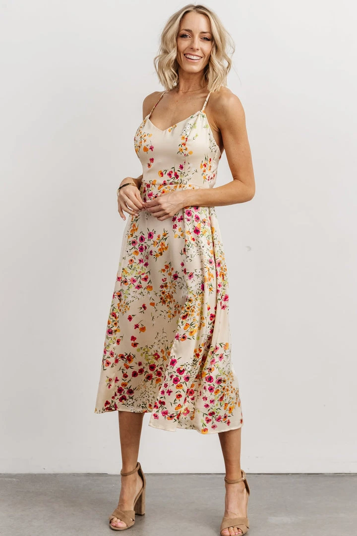 Dresses Agnes Slip Midi Dress | Cream + Multi Floral 7 Dresses Agnes Slip Midi Dress | Cream + Multi Floral