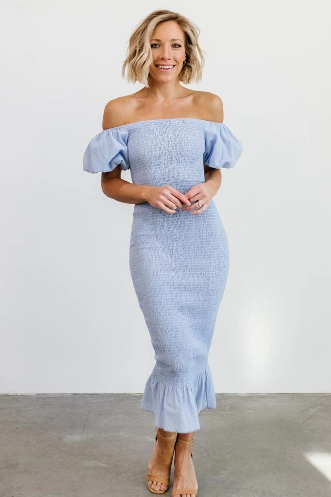 RR Dresses Alana Smocked Midi Dress | Blue 1 RR Dresses Alana Smocked Midi Dress | Blue