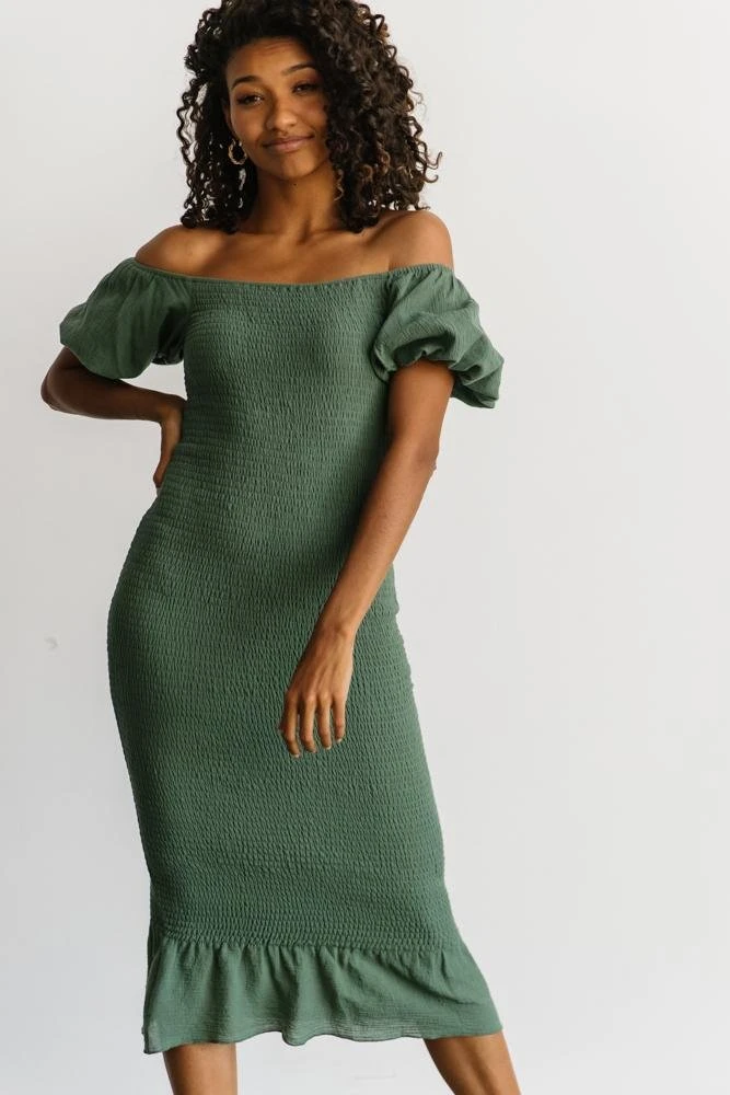 RR Dresses Alana Smocked Midi Dress | Green 6 RR Dresses Alana Smocked Midi Dress | Green