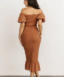 RR Alana Smocked Midi Dress | Mocha