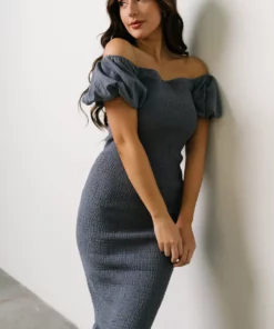 RR Dresses Alana Smocked Midi Dress | Slate