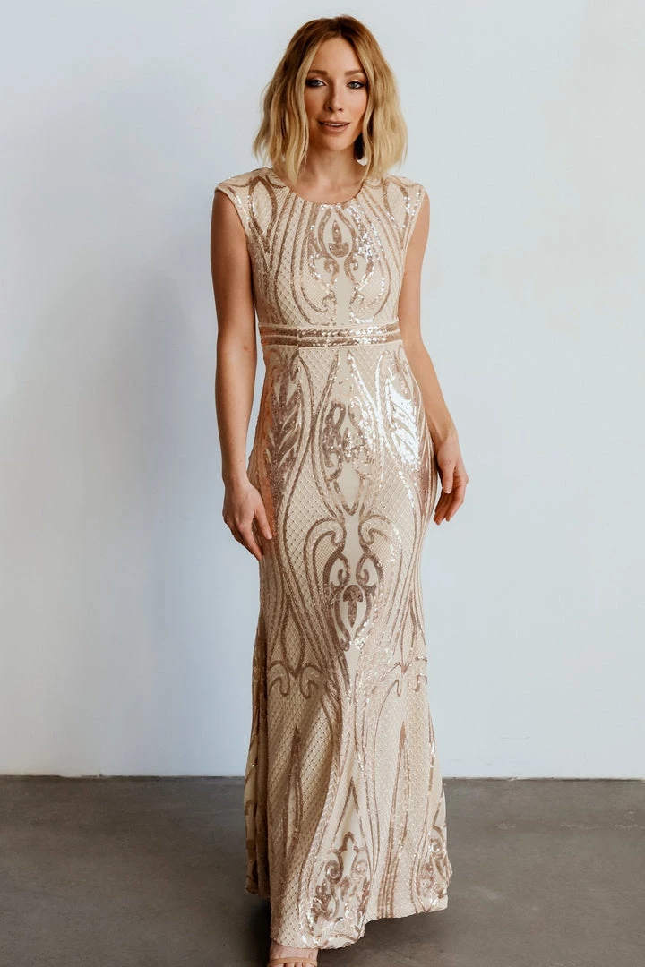 RR Alessia Sequin Gown | Champagne Dresses 1 RR Alessia Sequin Gown | Champagne Dresses