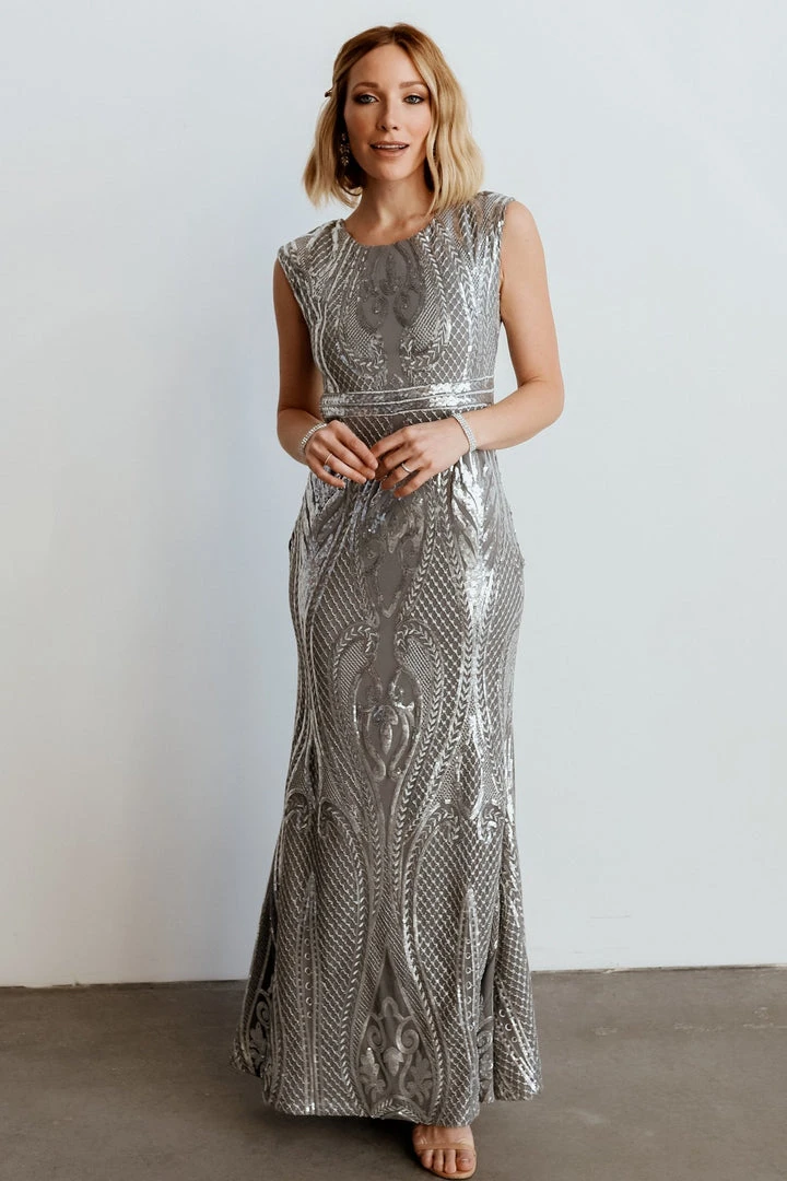 RR Alessia Sequin Gown | Pewter Dresses 1 RR Alessia Sequin Gown | Pewter Dresses