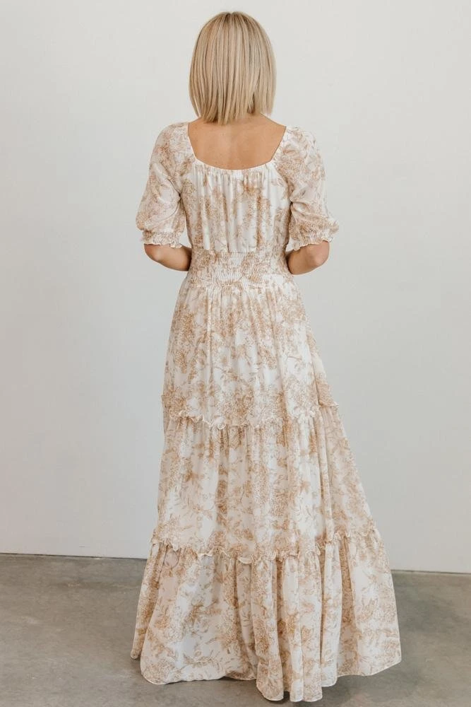 BB Custom Alice Smocked Maxi Dress | Taupe Print 7 BB Custom Alice Smocked Maxi Dress | Taupe Print