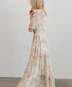 BB Custom Alice Smocked Maxi Dress | Taupe Print 13 BB Custom Alice Smocked Maxi Dress | Taupe Print