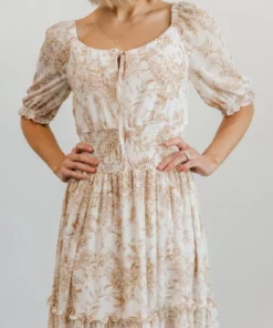 BB Custom Alice Smocked Maxi Dress | Taupe Print 11 BB Custom Alice Smocked Maxi Dress | Taupe Print