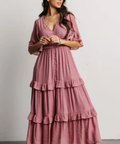 FT Alta Tiered Maxi Dress | Dusty Mauve Dresses