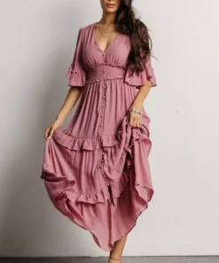 FT Alta Tiered Maxi Dress | Dusty Mauve Dresses