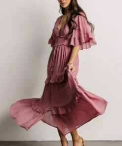 FT Alta Tiered Maxi Dress | Dusty Mauve Dresses