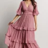 FT Alta Tiered Maxi Dress | Dusty Mauve Dresses