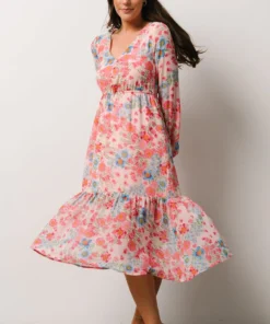 SL Amaretto Midi Dress | Pink + Blue Floral Dresses