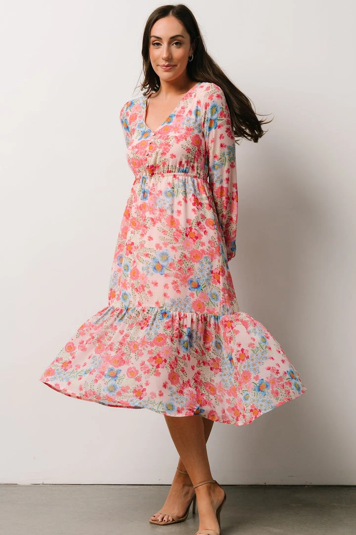 SL Amaretto Midi Dress | Pink + Blue Floral Dresses 1 SL Amaretto Midi Dress | Pink + Blue Floral Dresses