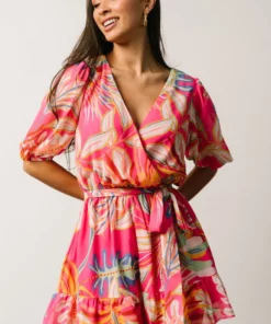 FT Amber Romper | Hot Pink Print Dresses