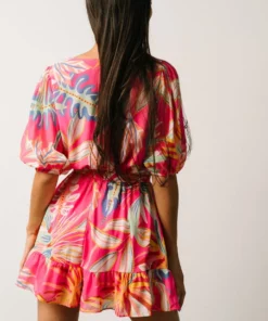 FT Amber Romper | Hot Pink Print Dresses