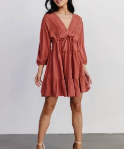 POL Dresses Amelia Boho Mini Dress | Rust